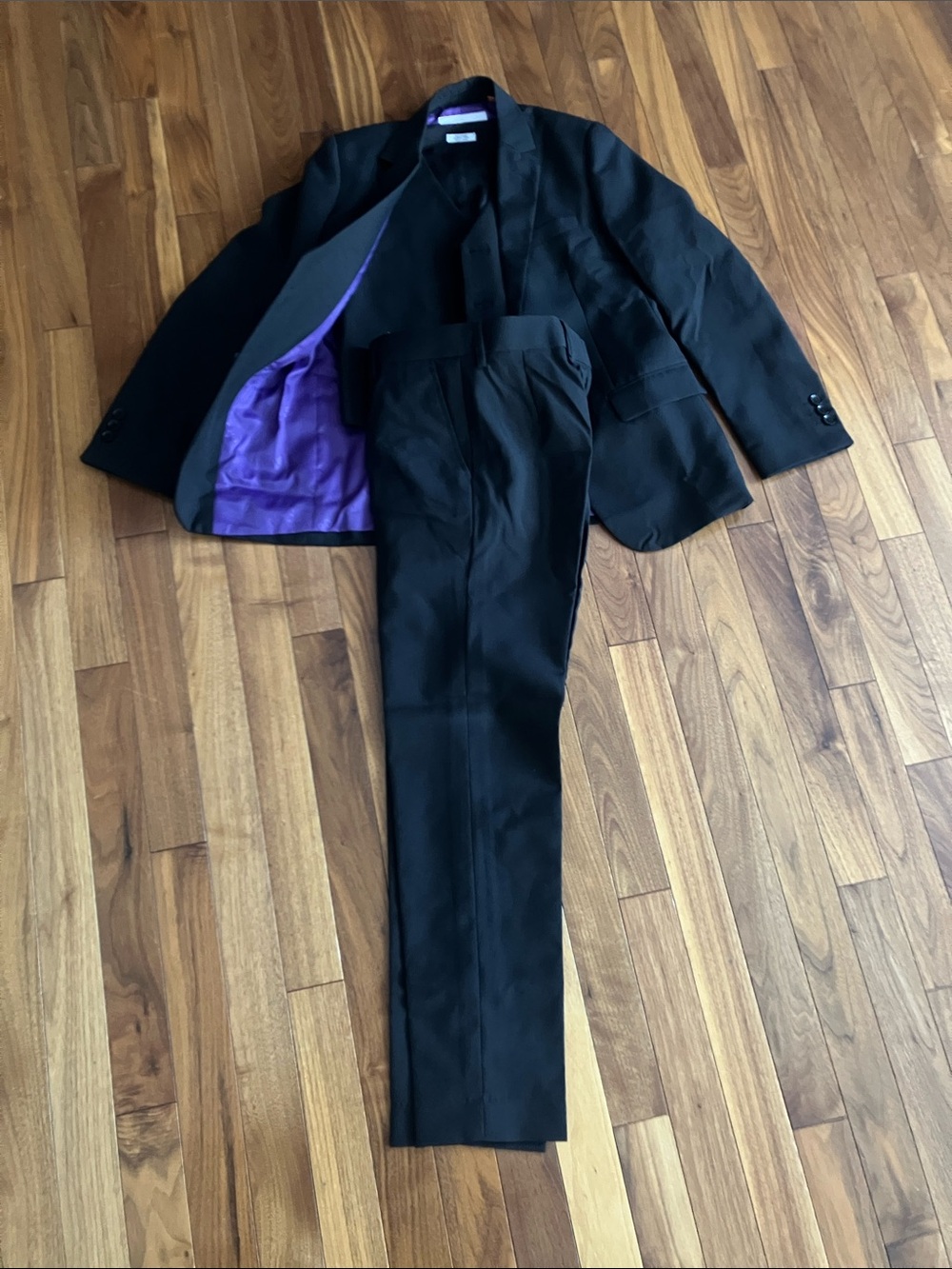Black Boys Three piece Suit with Purple Lining - Opposuits